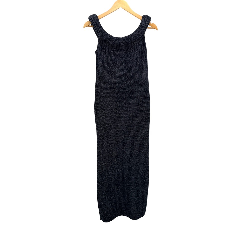 NWT Toteme Lurex Off-Shoulder Roll Knit Maxi‎ Dress M Black Metallic $740 New